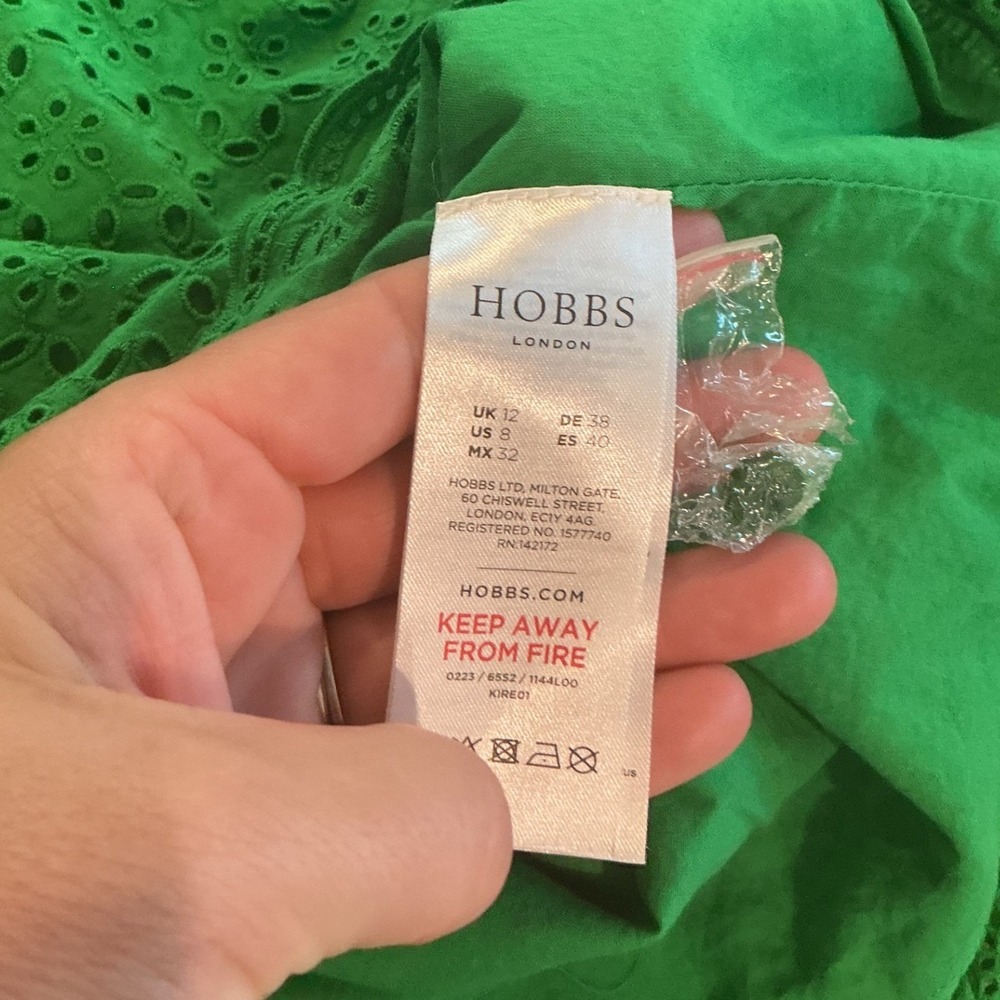 NEW Hobb Ellis Top Kelly Green Preppy Blouse Eyelet Summer Classic Cottage US 8 - Picture 10 of 13